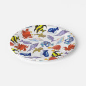 漫画カラフル海洋生物パーティー ペーパープレート (アングル)