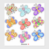 漫画カラフル蝶 シール (シート)