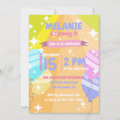 漫画カラフル風船が誕生日パーティーに輝く 招待状 (正面)