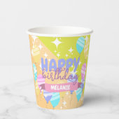 漫画カラフル風船のキラキラハッピーバースデー 紙コップ (裏面)