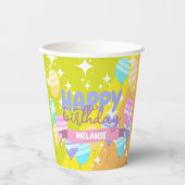 漫画カラフル風船のキラキラハッピーバースデー 紙コップ (正面)