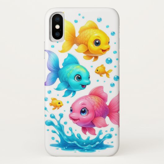 漫画カラフル魚スプラッシュ携帯カバー Case-Mate iPhoneケース (裏面)