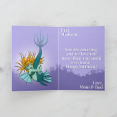 漫画ガーリーマーメイドパープルグリーン13誕生日 カード (内部)