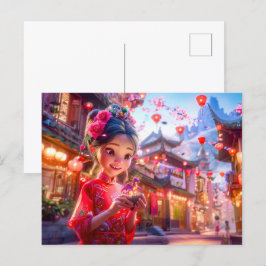 漫画ガールとスモールハンドドラゴンファンタジー シーズンポストカード