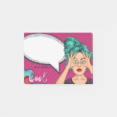漫画ガールポップ・アートのアートスピーチバブルピンクパーソナライズされた ポストイット (正面)