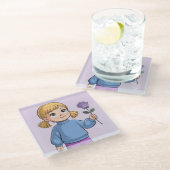 漫画ガールラベンダーバラガラスコースター ガラスコースター (アングル)