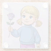 漫画ガールラベンダーバラガラスコースター ガラスコースター (裏面)