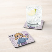 漫画ガールラベンダーバラプラスチックコースターセット コースター (右側)