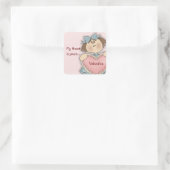 漫画ガール私のハートバレンタインデーステッカー スクエアシール (バッグ)