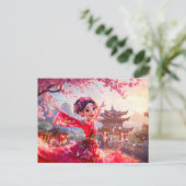 漫画ガール踊りとさくらんぼの花3月 シーズンポストカード (スタンド正面)