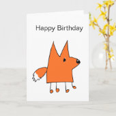 漫画キツネ誕生日カード カード (黄色い花)