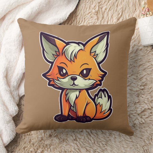 漫画キツネ クッション (ブランケット)