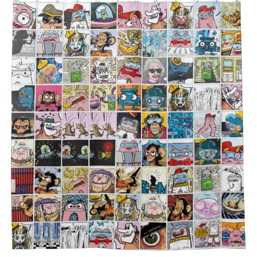 漫画キャラクターかわいいパタカラフルーンのシャワーカート シャワーカーテン (正面)