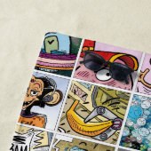 漫画キャラクターグリッドパターン音声認識バルーン名 ビーチタオル (インサイチュ)