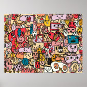 漫画キャラクター手描きトス柄 ポスター (正面)