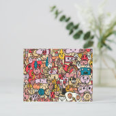 漫画キャラクター手描きトス柄 ポストカード (スタンド正面)