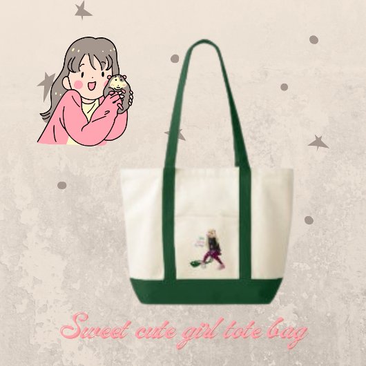 漫画キャラクター、シンプルかわいい女の子スケッチトートバッグ トートバッグ