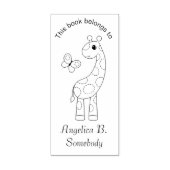 漫画キリンとバタフライカラーミー蔵書票 ラバースタンプ (インプリント)