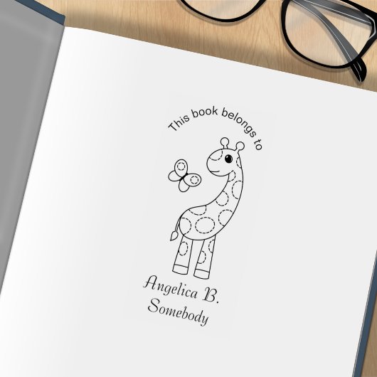 漫画キリンとバタフライカラーミー蔵書票 ラバースタンプ