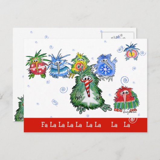 漫画クリスマスのキウイの鳥のおもしろい葉書 シーズンポストカード (正面/裏面)