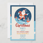 漫画クリスマスサンタクロース氷スケートで滑る 招待状 (正面)