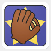 漫画クリップアートスポーツグローブ金ゴールドスター スクエアシール (正面)