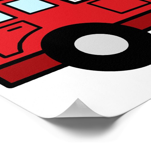 漫画クリップアートファイアトラック緊急車両トラック ポスター (角)