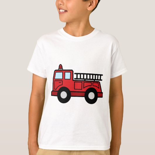 漫画クリップアートファイアトラック緊急車両トラック Tシャツ (正面)