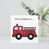 漫画クリップ·アートの消防車少年誕生パーティー 招待状 (スタンド正面)