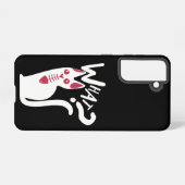 漫画クールおもしろい的なミニマル白猫いたずら SAMSUNG GALAXYケース (裏面横)