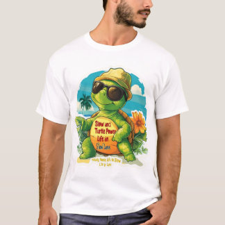 漫画クールのカメTシャツデザイン- "スローとステ Tシャツ
