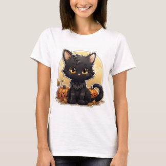 漫画クールのハロウィーン猫 Tシャツ