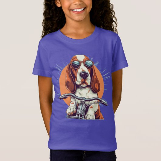 漫画クールのバスセットハウンドバイクもしくは自転車に乗る人Tシャツ Tシャツ (正面)