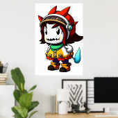 漫画クールエイリアン女の子 | AI Art ポスター (ホームオフィス)