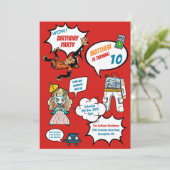 漫画クールスーパーヒーローパーティー誕生日招待状 招待状 (スタンド正面)