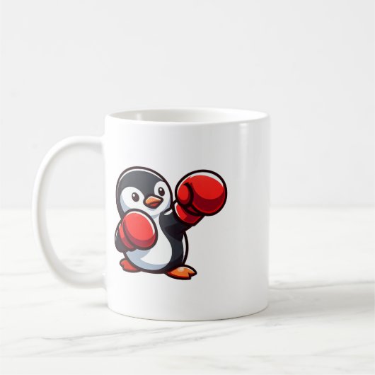 漫画クールペンギンボクサーデザイン コーヒーマグカップ (左)