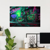 漫画グラフィティアート – アクションをカラフル起こす ポスター (ホームオフィス)