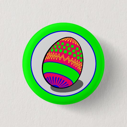 漫画グリーンパープルブルーイースター卵ベクトル 缶バッジ (正面)