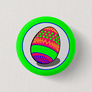 漫画グリーンパープルブルーイースター卵ベクトル 缶バッジ