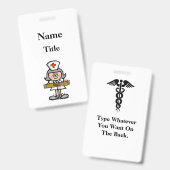 漫画グレーヘアー看護師バッジ カスタマイズしよう! バッジ (正面&裏面)