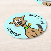 漫画コースター：かわいい着席ドッグコースター ラウンドペーパーコースター (アングル)