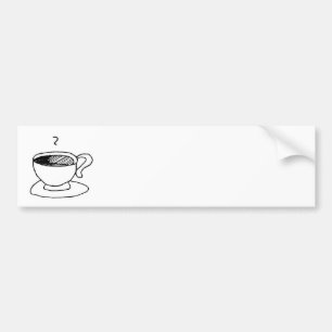 漫画コーヒーカップ半身可愛い漫画 バンパーステッカー