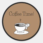 漫画コーヒーカップ半身可愛い漫画 ラウンドシール (正面)