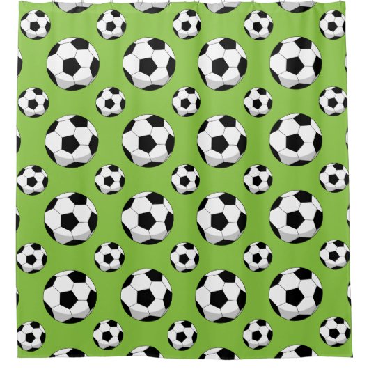 漫画サッカーのボールパターン シャワーカーテン (正面)