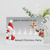 漫画サンタのトナカイとクリスマスパーティー招待状 招待状 (スタンド正面)