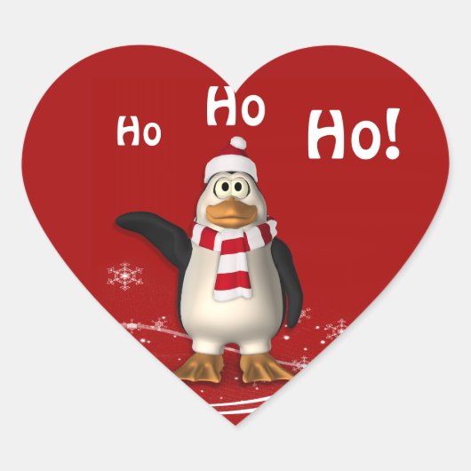漫画サンタクロスペンギンクリスマス ハートシール (正面)