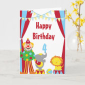 漫画サーカスピエロと動物誕生日カード カード (黄色い花)