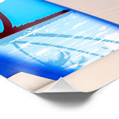 漫画サーファー・ガールが海岸でポーズをとる ポスター (コーナー)