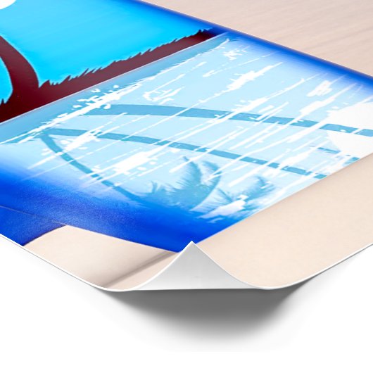 漫画サーファー・ガールが海岸でポーズをとる ポスター (コーナー)