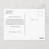 漫画サーファー・ガールが海岸でポーズをとる ポストカード (裏面)